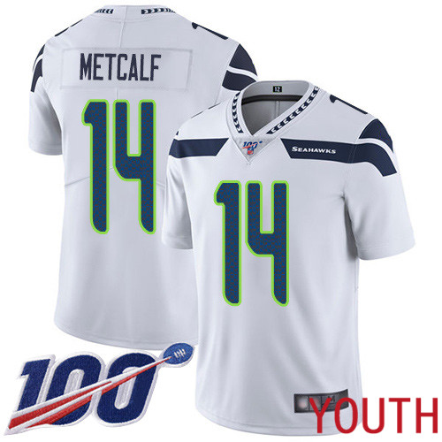 Seattle Seahawks Limited White Youth D.K. Metcalf Road Jersey NFL Football #14 100th Season Vapor Untouchable->women nfl jersey->Women Jersey